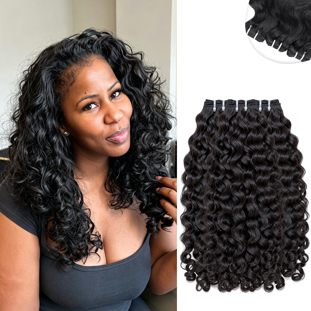 Indian curly hair bundles installed as a sew-in