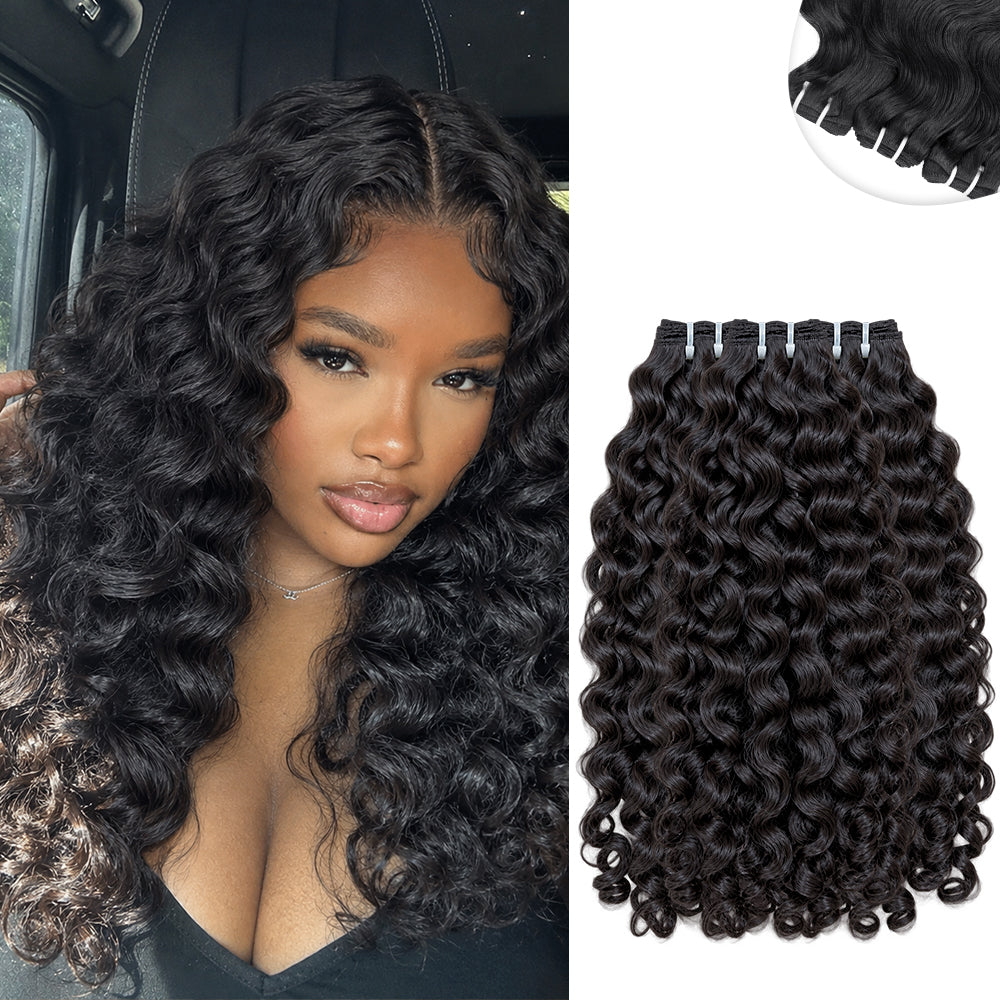 Indian curly human hair bundle front view