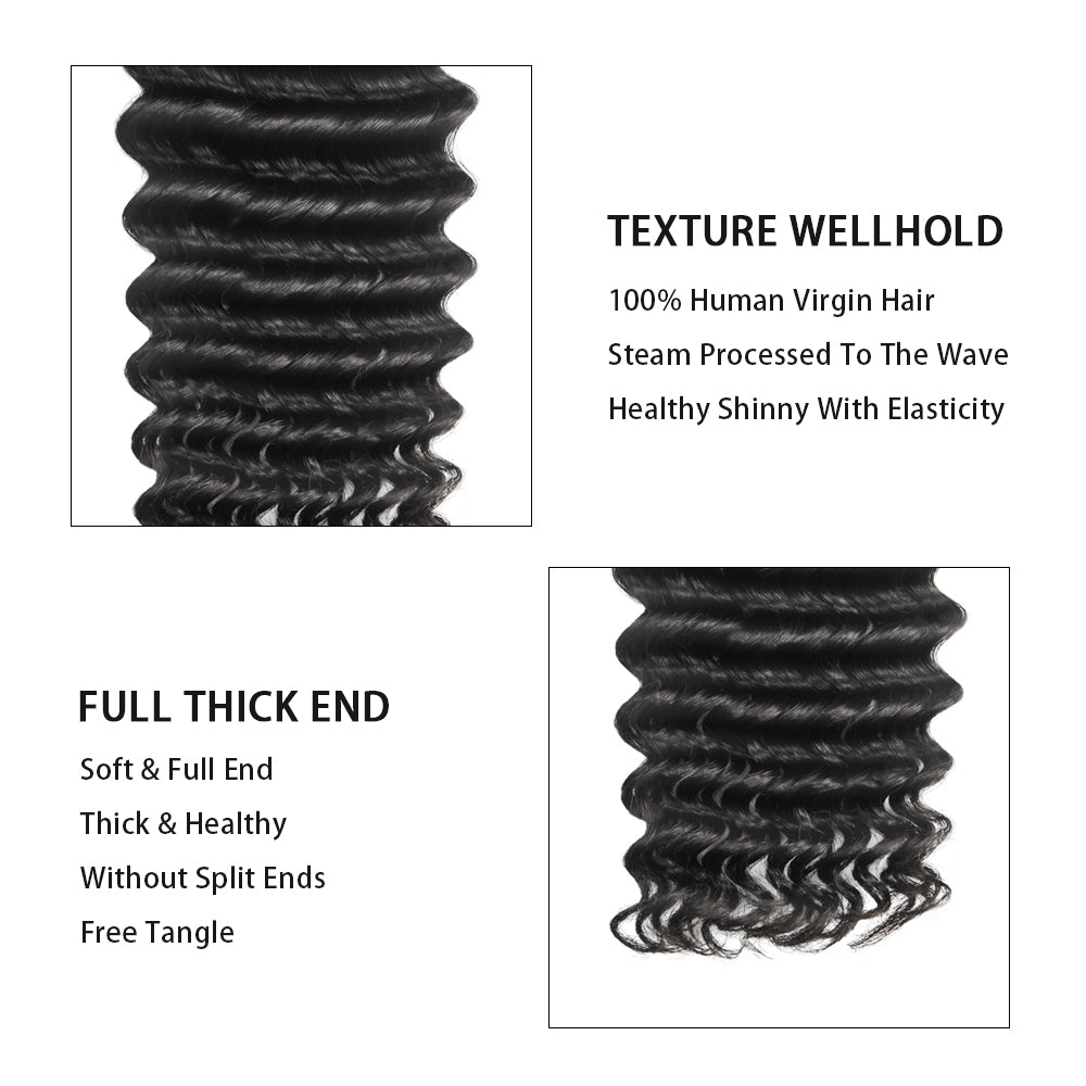 Flat Band Top Quality Virgin Hair Bundles Deep Wave