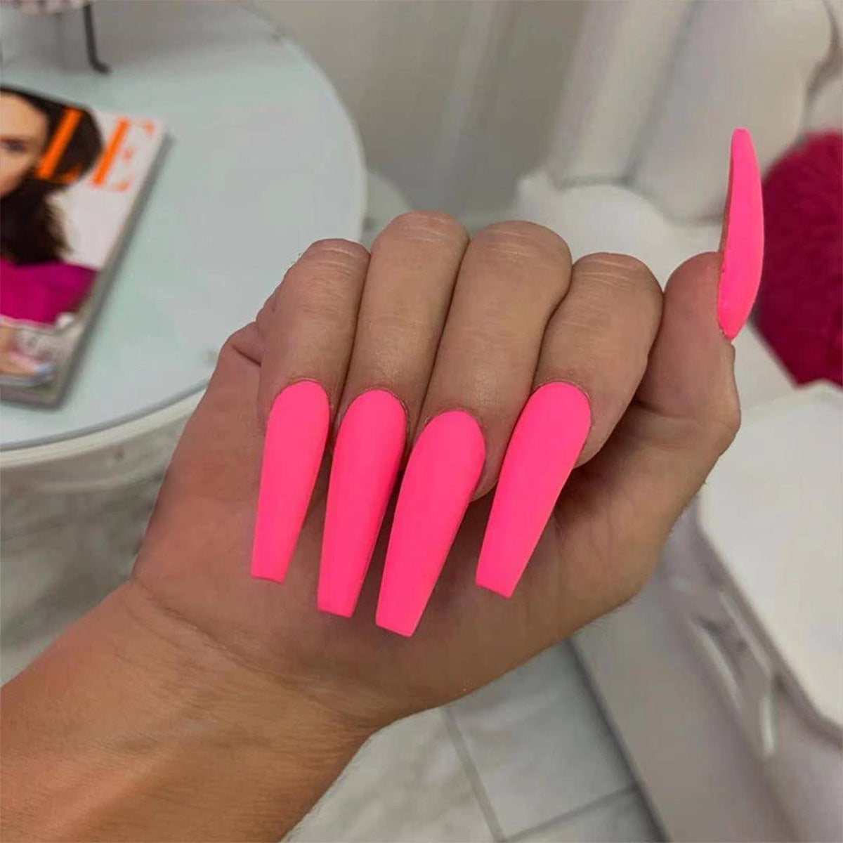 24 Pcs Long False Nails For One Set . Buy 5 Get 1 Free .Code is : Nails05
