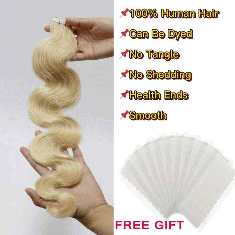 Platinum #613 Blonde Tape Hair 4 Bundles (80pcs) for a package
