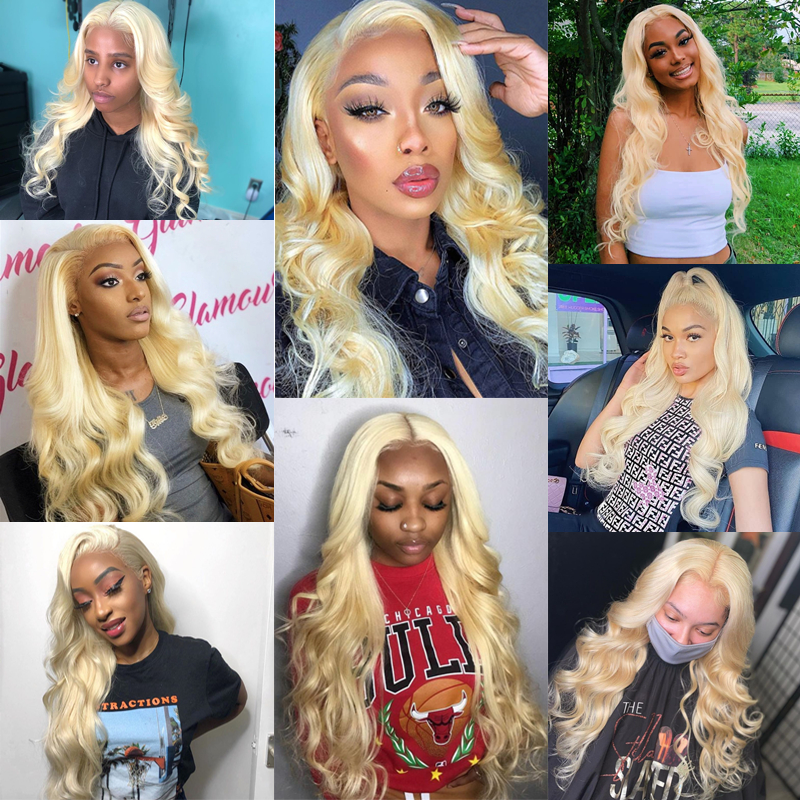 platinum blonde brazilian virgin hair 20 inch body wave wig