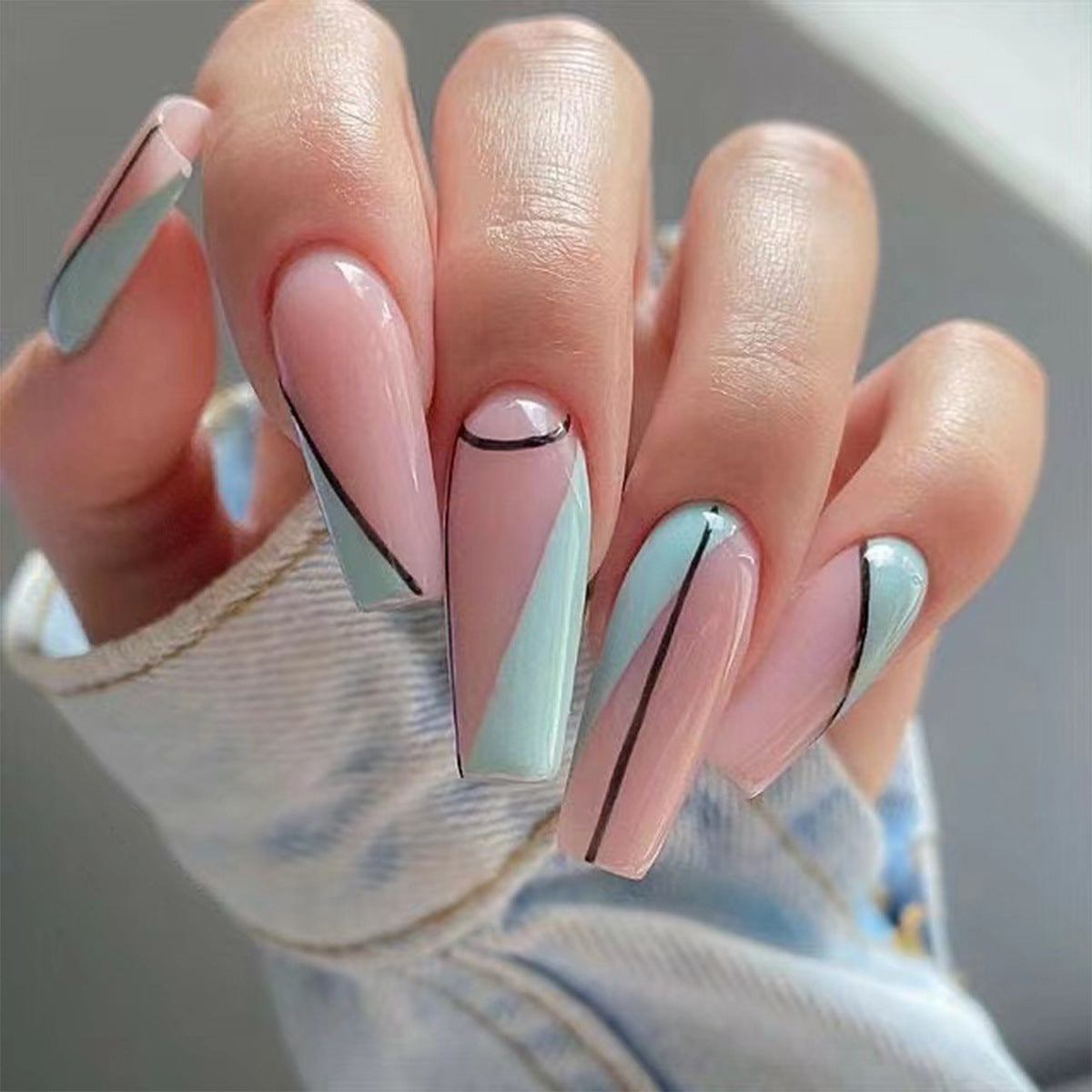 24 Pcs Long False Nails For One Set . Buy 5 Get 1 Free .Code is : Nails05