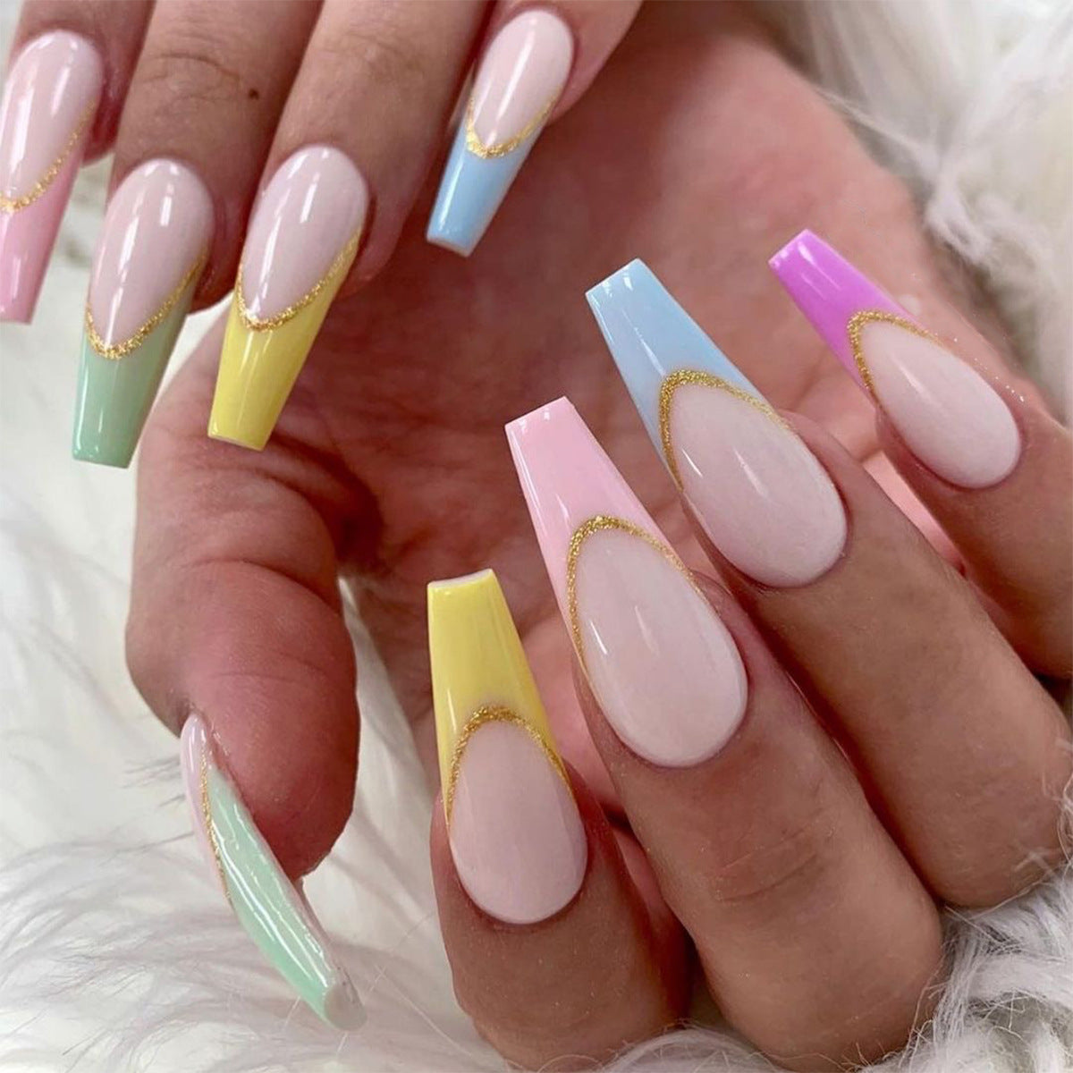 24 Pcs Long False Nails For One Set . Buy 5 Get 1 Free .Code is : Nails05