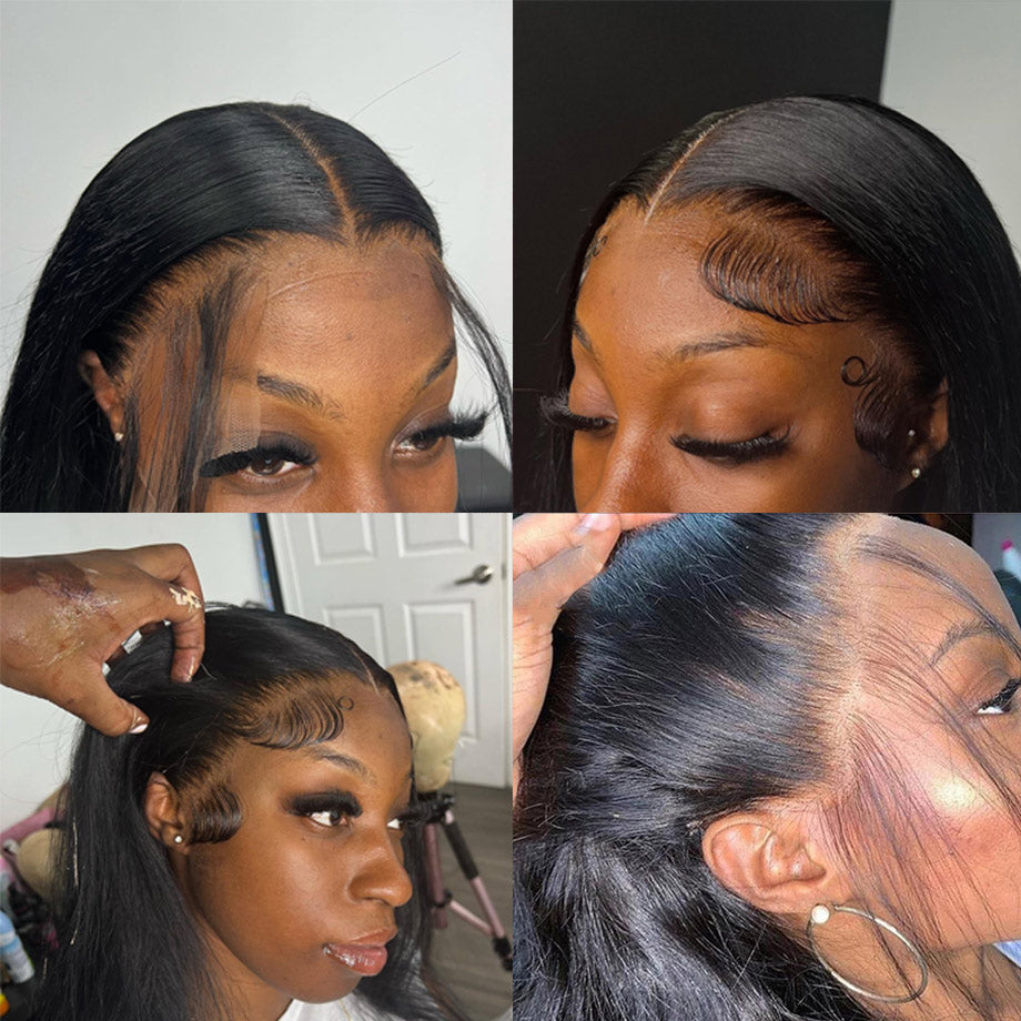 straight black wig