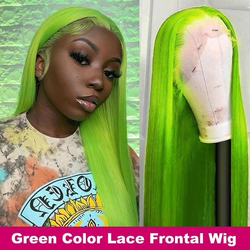 Top Quality Transparent Lace Front Green Color Wig