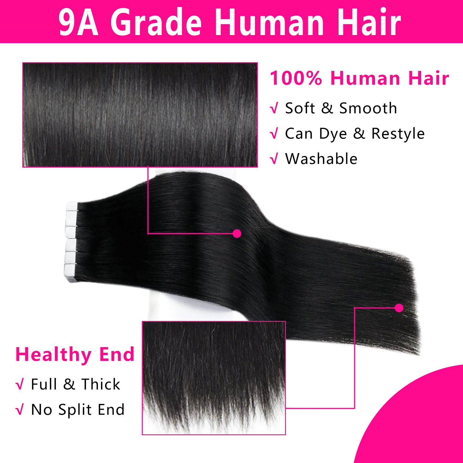 Tape Hair 3 Bundles (60pcs) for a package