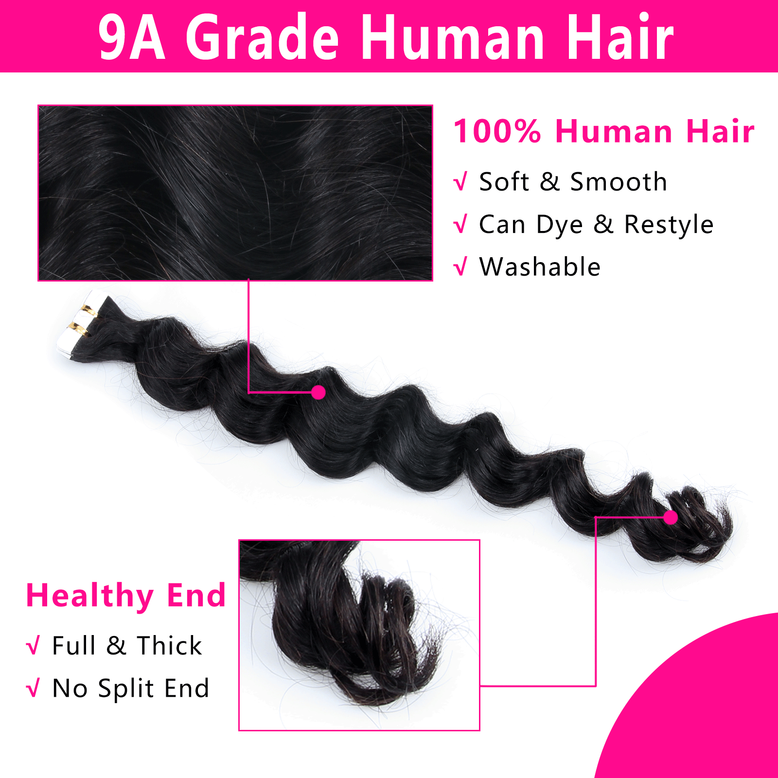 Tape Hair 3 Bundles (60pcs) for a package