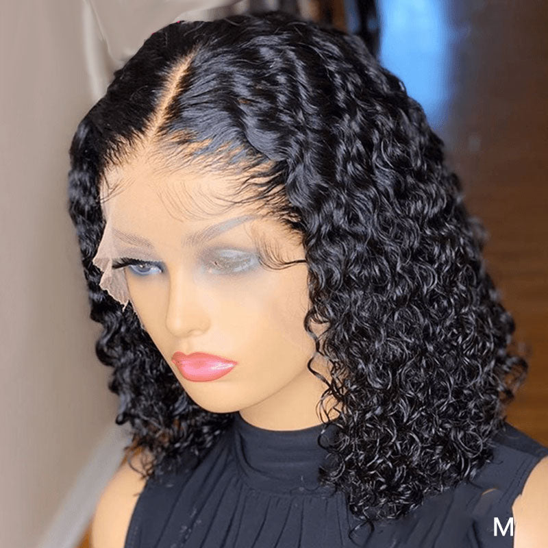 curly side part bob