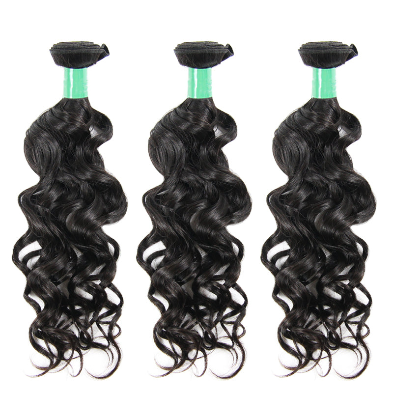 wet and wavy human hair bundles