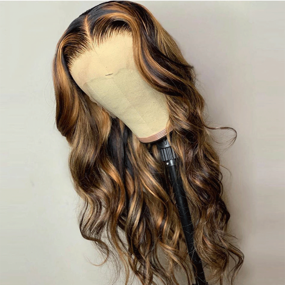 brown hair with highlights Cheap Human Hair Wigs