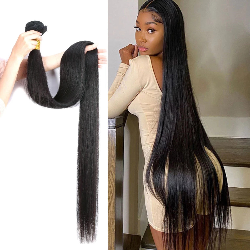 long straight black hair bundle weave
